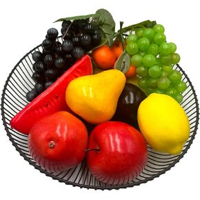 12pcs ثمار مزيفة الديكور المنزل التفاح الفني باللمرات الليمون الليمون العنب pomegrantes الفراولة الأسود بولينجر الموز Kiwi satsume برتقالي شريحة البطيخ
