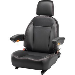 Universal Tractor Seat, Comfortable Zero Turn Mower Seat with Adjustable Safety Belt Armrest Backrest Micro Switch for Forklift Skid Steer Loader Telehandler Dozer Excavator (Black)