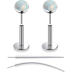F136 Titanium 20/18/16g غير مسطحة للخيوط الظهر أوبال أسيرة الأبقار حلقات الأنف الشفاه LABRET MEDUSA MONROE JOWENTY مع تفتق للنساء الرجال