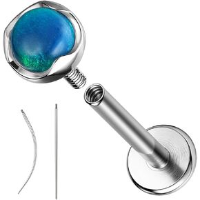 ZS ASTM F136 Titanium 16g 8mm Medusa Piercing Jewelry for Conch و Tragus و Helix و Labret و Cartilage - أقراط مسطحة Hypoallergenic داخليًا أوبال آشلي ثقب المجوهرات