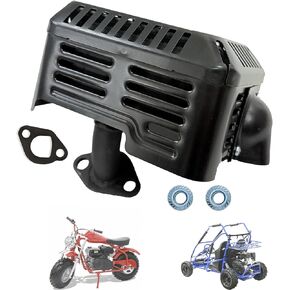 QYMOTO Mini Bike & Go Kart Stock Exhaust Muffler Kit for Coleman KT196 Go Kart,Mini Bike CT200U, XT200U-EX,BT200X,Axis M200 MB165 Hisun 200GK196cc 212cc Silencer Factory Status