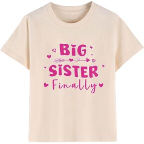 Toddler Girl Big Sister Shirt Bigger Biggest Sister Tshirts Cotton Short Sleeve Tees 2-10 Years