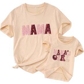 Modntoga Mommy وأنا مطابقة Tee Tops Mama's Girl Summer T-Shirt الأم وابنتها هدية القمصان العائلية