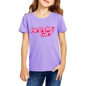 Haloumoning Birthday Girl Shirt Kids Short Sleeve Crewneck T-Shirts Tees Birthday Outfit 5-14 Years