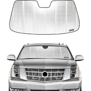 Windshield Sun Shade for Chevrolet Suburban/Tahoe 2021-2024, GMC Yukon/Yukon XL/Cadillac Escalade/Escalade ESV 2021-2023. Reflective Aluminum Film Front Window Sunshade - BLAZBLOCK