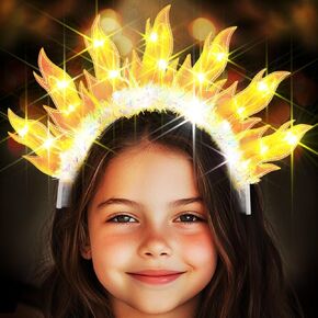 EARENT Light Up Fire Headbands Gold Flame Hair Band Glowing Rave Costume Hair Accessories