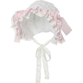 BPURB Victorian Lace Bonnet Colonial Pioneer Hat for Halloween Costume