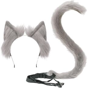عصابة رأس أذن Cat واقعية مصنوعة يدويًا مع ملحق Cosplay Cosplay Faux Fur Set Cosplay لـ Halloween