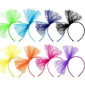 Blulu Set of 4 80's Lace Headband with Bow for Women 80s Hair Accessories Costume for Retro Fancy 80s Clothing Theme Party (Fresh Color) in Saudi Arabia