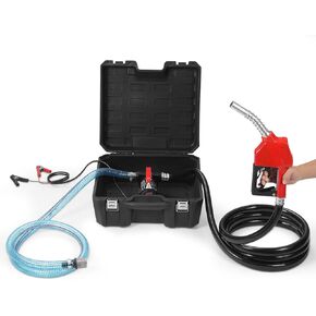 VEVOR Fuel Transfer Pump, 12V DC 10 GPM 1/4 HP, Portable Electric Diesel Transfer Pump with Automatic Shut-Off Fuel Nozzle, High Flow, Long Inlet & Outlet Hose for Diesel, Kerosene, Transformer Fuel