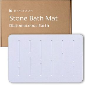 Day Moon ™ Stone Bath Hat ، حصيرة دش أرضية دياتومي ، حصيرة أرضية تجفّة سريعة ، طبيعية ، طبيعية ، سهلة التنظيف (23.6 × 15.35 رمادية داكنة)