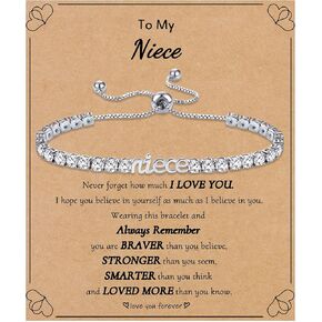 Niece Gifts from Auntie Niece Bracelet for Women Adjustable Cz Tennis Bracelets 30th/21st/18th Birthday Gift for Nieces Graduation Jewelry