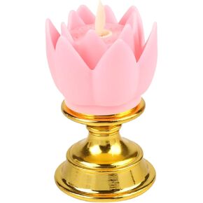 Lotus Lantern Buddha Lamp, Lotus Candle Light LED Candle Lamp Flower Night Lamp Flickering Lotus Lamp Oil Buddhist Lamp Pink
