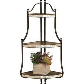 لمسة من الفصل Caprissa Metal و Capiz Shell Corner Wall Shelf - أسود ، عاجي - ديكور منزلي حديث لغرفة النوم ، غرفة المعيشة ، الحمام ، المكتب ، غرفة اللعبة - تخزين حلية