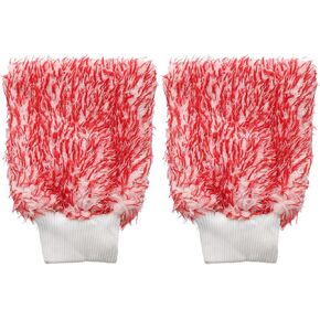 HARFINGTON 2pcs Microfiber Car Wash Mitts 10" x 8" Scratch Free Wash Gloves Absorbent Double Sided Plush Cleaning Drying Mitts for Car Washing Home Clean Blue White