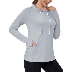 MAGCOMSEN Women's UPF 80+ Sun Protection Hoodie Shirt Long Sleeve Outdoor Hiking Fishing Rash Guard with Pocket