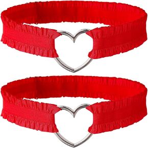 FM FM42 Plus Size 18.33"-28.47" Multicolor Lace Sweet Love Heart O Ring Adjustable Leg Ring Elastic Garter, Pack of 2 PCs