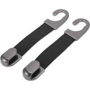 Car Seat Headrest Hook Interior Accessories for Most Car, SUV, Truck Car Seat Back Organizer Hooks Faux Leather Metal Black 6.69"x1.18"
