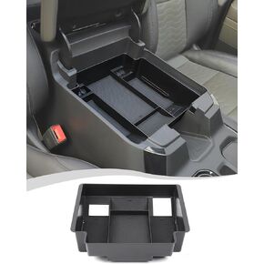 Hoolcar Center Console Organizer for 2022-2025 Chevy Silverado/GMC Sierra 1500 (Full Console w/Bucket Seats ONLY), ABS Armrest Storage Box with Coin Holder, Middle Console Tray Organizer, Black