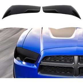 RT-TCZ Smoked Black Front Headlights Lamp Cover Guard Trim Decoration Exterior Accessories Compatible with Dodge Charger 2011-2014
