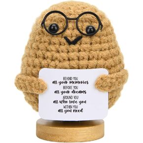 Funny Postive Potato Emotional Support Crochet Animals with Positive Messages High School College Masters Degree Senior Graduation Gifts for Her Him Friends Motivational Desk Decor for Home Office