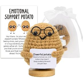 Cute Postive Potato Emotional Support Crochet Animals with Positive Messages You Got This Inspirational Gifts for Women Men Graduation Gifts for Her Him Motivational Desk Decor for Home Office