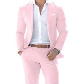 Men Suit Set 2 Piece Slim Fit Single Button Solid Dress Casual Blazer Business Wedding Party Prom Tuxedo Jacket and Pants