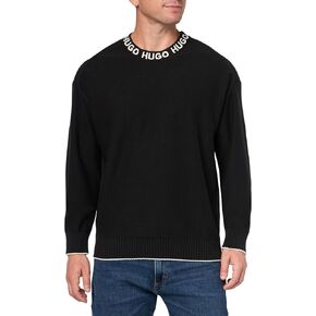 HUGO Men's Repeat Logo Neck Cotton Sweater