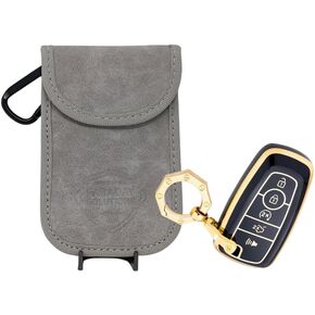 Business Pet Business - Premium Quiet Seaed Suede Universal Operation مضاد للسرقة من جلد الغزال Faraday (X2 Riseirting) + Carabiner - Frosted Stone - 1 Pack - جميع أنواع المركبات
