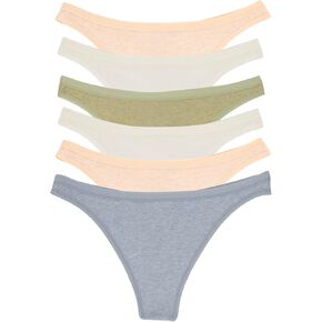 Felina Women's Organic Cotton Thong Underwear, 6-Pack