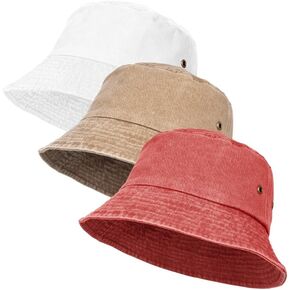3Pcs Washed Cotton Bucket Hats for Women and Men,Fishing Hat Pack Summer Travel Beach Sun Hat Outdoor.