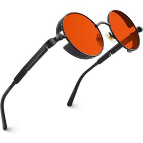 CGID Retro Steampunk Round Polarized Sunglasses Men Womens Metal Circle Frame UV400 Protection E72