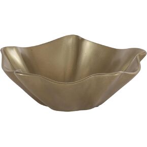 Kate and Laurel Flutte Scalloped Decorative Metal Serving Bowl, 10 x 10 x 3, Antique Brass, Modern Wavy Fruit Bowl for Kitchen Counter or Use as Tabletop Storage for an Entryway Table