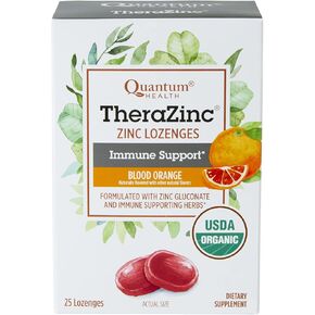 Quantum Health Therazinc USDA Lozenges Zinc Orange | Blood Orange | دعم المناعة مع جلوكونات الزنك | الإغاثة السريعة | لا نعم | 25 العد