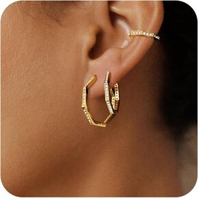 Gold Hoop Earrings Set for Women, 14K Small Huggie Earrings for Multiple Piercing Hypoallergenic Trendy Jewelry, Dainty Ball Cartilage Earrings for Women's Gifts