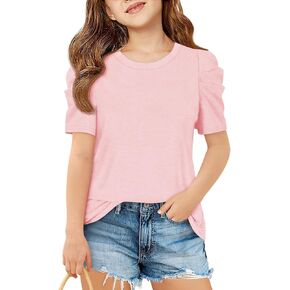 Imily Bela Girls Puff Short Sleeve Tops Kids Summer T قمصان Crewneck Fashion Tees 5-14 سنوات