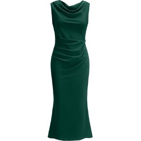 OWIN Womens 2025 Cowl Neck Long Formal Dresses Summer Sleeveless Maxi Bodycon Dress Ruched Mermaid Cocktail Dress