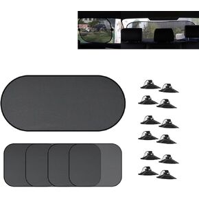 5 PCS WINDOW SUNSHADE ، شبكية شاشة شاشة شاشة شاشة شاملة عالية الكثافة ذات الكثافة العالية ، غلاف الشمس الخلفي ، غلاف شمسي ، شبكات شطرية شطرية ، لمعظم السيارات (سوداء)
