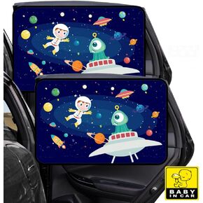 3Pcs Cartoon Car Window Shade for Baby Space Cute Design Car Curtains Magnetic Attraction, Heat and UV Rays Block, Privacy Shield Windows Sun Shade for Back Window for Kids (Ocean World)