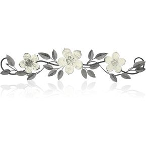 Wesiti Metal Flower Wall Decor Vintage Metal Flower Sculptures Sculptures 15.75 × 3.7 بوصة أوراق مزرعة ديكور جدار التمرير فوق سرير الباب إلى المنزل لغرفة المعيشة في الهواء الطلق (ملون)