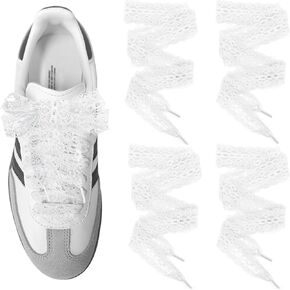 UamGlsob 2 Pairs Lace Shoelaces for Samba Fashion Shoes, 3CM Wide Flat Soft Fancy Shoe Laces for Women Girls Sport Walking