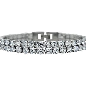 NANA Jewels 5 carat Simulated diamond Tennis Bracelet-Hypoallergenic Platinum plated & 5-AAAAA