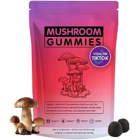 60 Gummies Nutrition Mushroom Gummies للبالغين ، 12 في 1 مزيج من الفطر مع Lions Mane ، ذيل الديك الرومي ، reishi العضوية ، كورديسيس ، الدعم المناعي وزيادة الطاقة