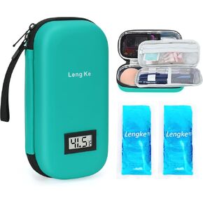 YOUSHARES Insulin Cooler Travel Case with 2 TSA Approved Ice Packs, Diabetic Medication Cooling Bag with Temperature Display, Refrigerated Insulated Storage Kit for Insulin Pen and Diabetes Supplies