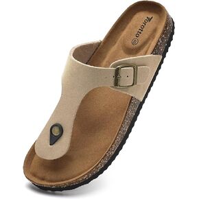 Torotto Mens Womens Flip Flops Thong Sandals with Cork Footbed Open Toe Adjustable Webbing Slides Sandals for Walking | Beach | Indoor
