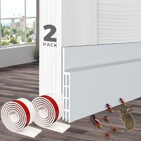 2 PCS DOOR DARK STOVEPS لأسفل الباب ، السدادات الباب لأسفل الباب ، مانعة للتسرب من الباب المقاوم للصوت للأبواب الخارجية/الداخلية وعزل الهواء البارد ، 2 "W × 39" L (أبيض)