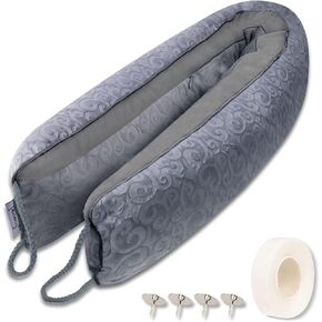 fowong Door Draft Stopper, 38 Inch Soundproof Under Door Seal Draft Block Front Door Insulation with Zipper Weighted Door Draft Guard Weatherproof Strip (Grey)