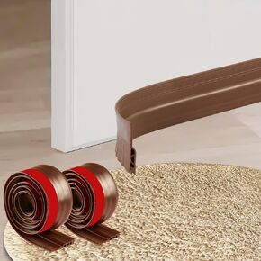 2 Pack Under Door Draft Stopper, Door Sweep for Bottom of Door, Under Door Gap Filler for Exterior Interior Doors, Weather Stripping Door Seal for Blocker Noise Cold Air Insulation 39" L (Brown)