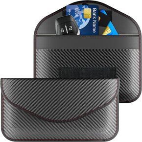 أكياس فاراداي لـ Key Fob ، 7.7'x3.9 '' Faraday Key Fob Protector لحظر إشارة RFID ، 2 أكياس faraday مقاومة للماء لمكافحة التغذية (أسود)