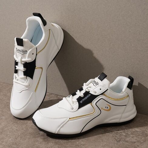 Men's Fashion Casual Sneakers Breathable Lace-up White Walking Shoes Daily Comfortable Non Slip Low Top Tennis Shoes in Saudi Arabia